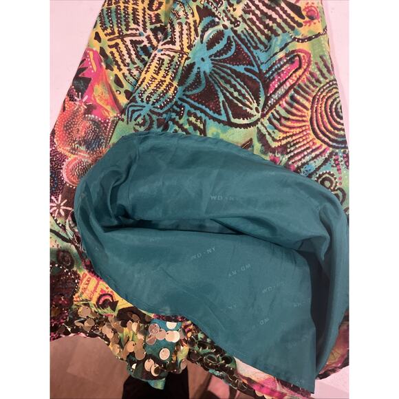 WD NY Multi-color Pleated 100% Linen Skirt Women’s Sz 8 Boho Festival - Picture 10 of 12